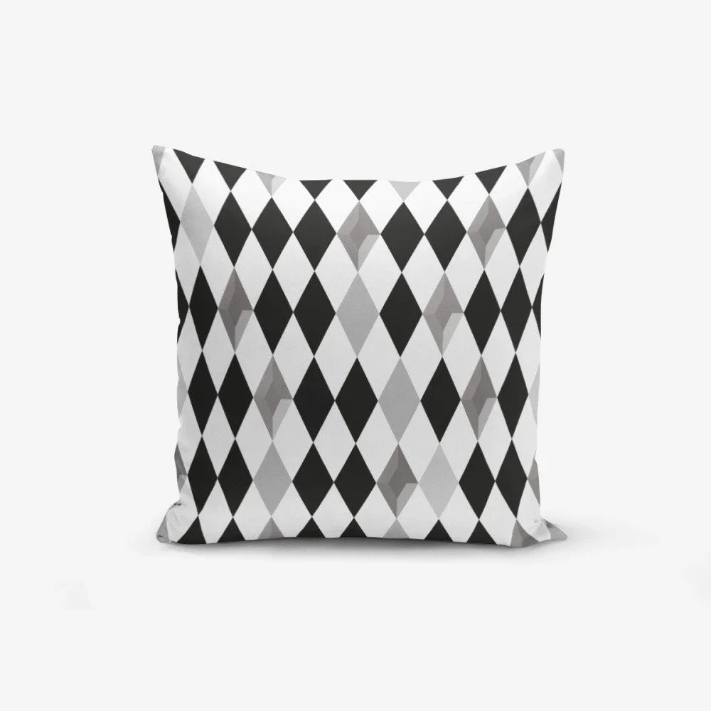 Povlak na polštář s příměsí bavlny Minimalist Cushion Covers Black White Grey Elmas, 45 x 45 cm v:1166550