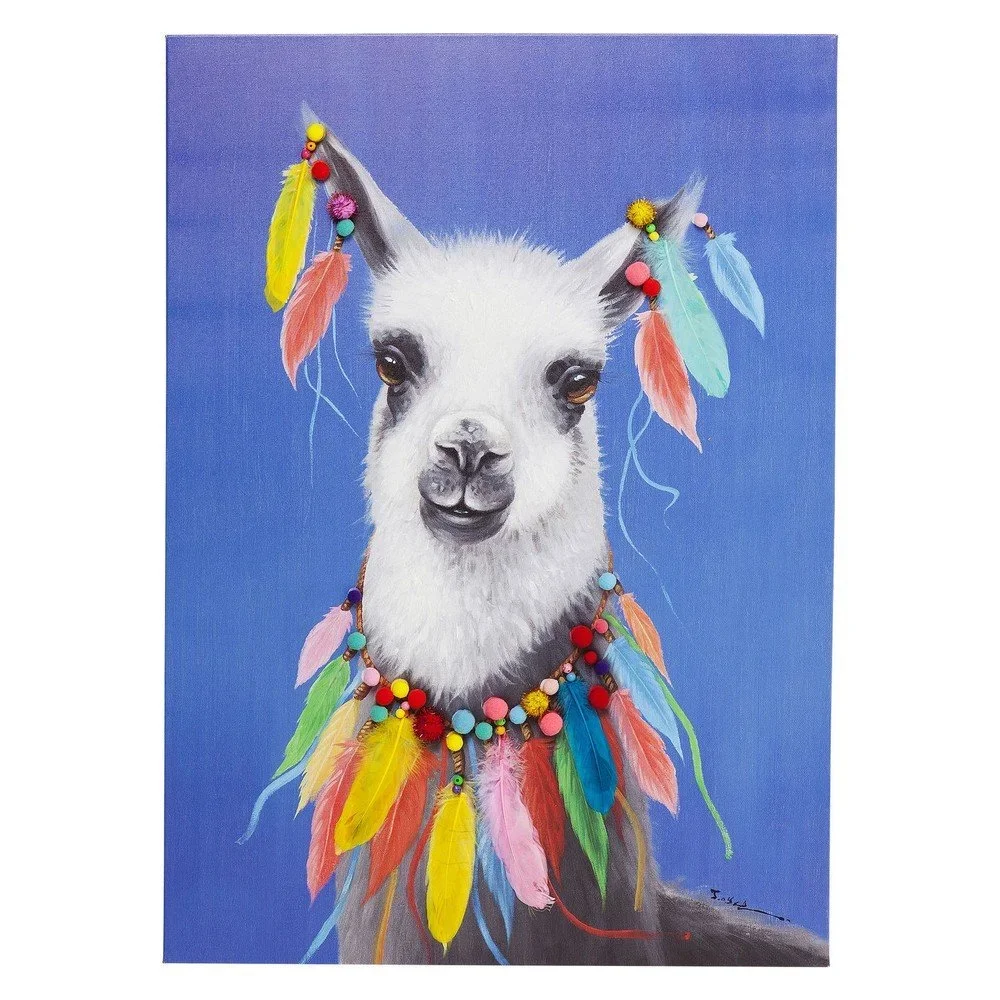 Obraz Kare Design Lama Pom Pom, 100 x 70 cm v:1318954