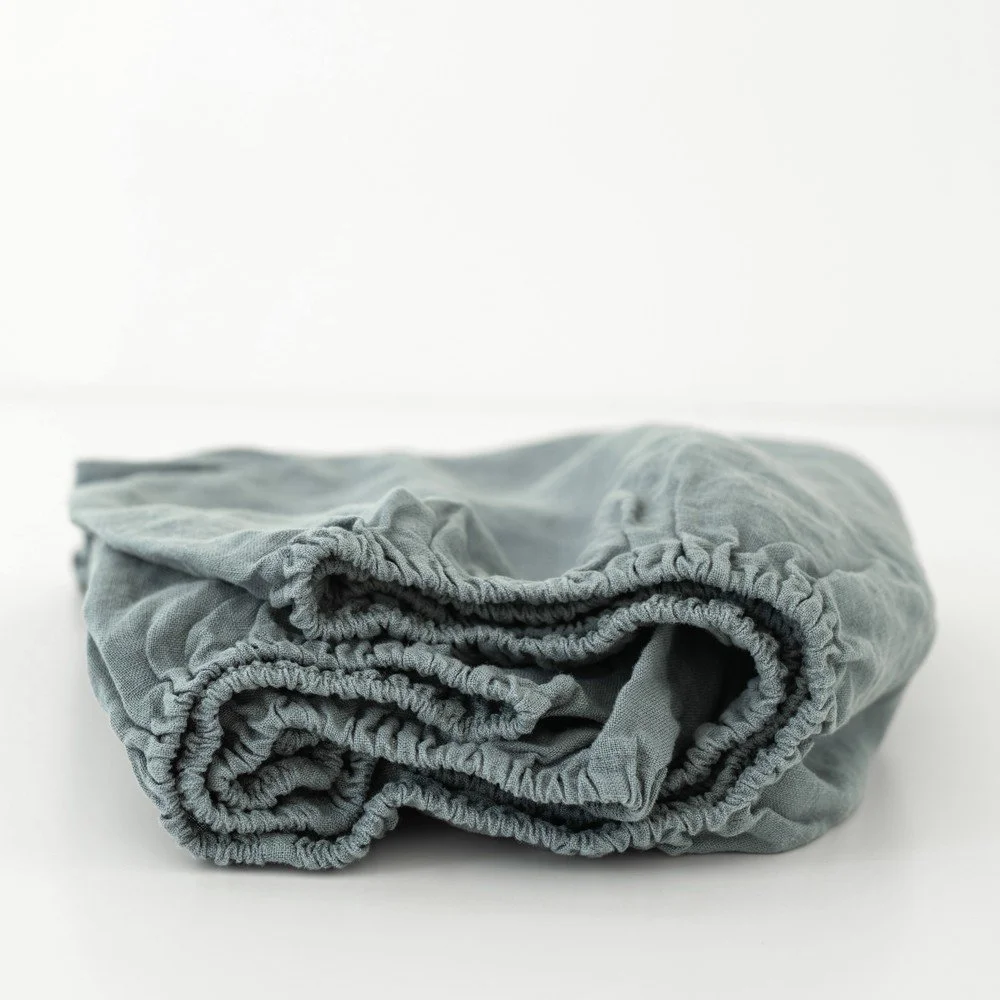 Dětské modré lněné prostěradlo Linen Tales Nature, 70 x 140 cm v:1383053