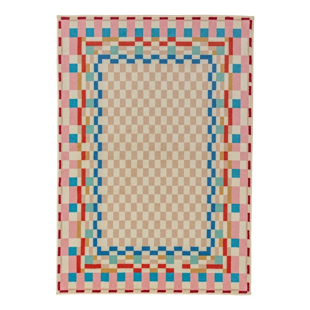 Koberec s příměsí vlny 140x200 cm Checkered Border – Flair Rugs v:1906378