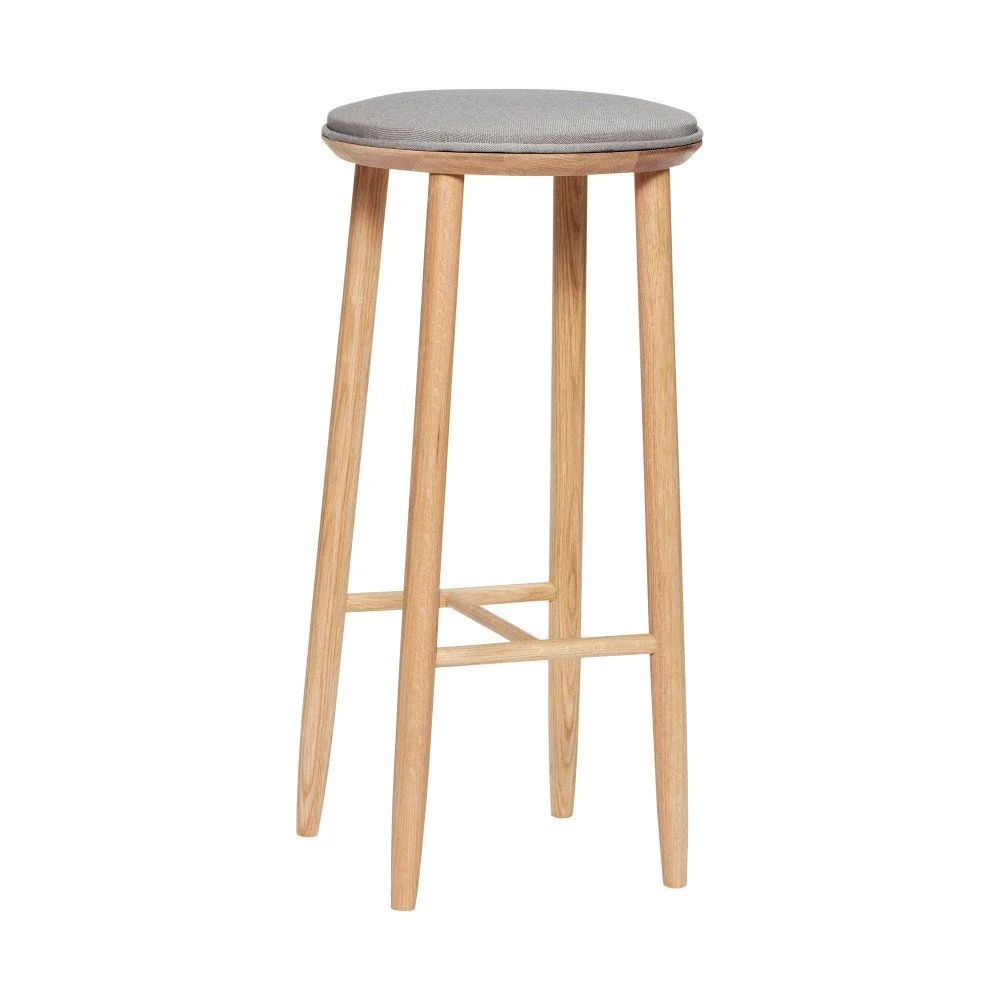 Barová stolička z dubového dřeva s polstrovaným sedákem Hübsch Oak Bar Stool, výška 72 cm v:1260038