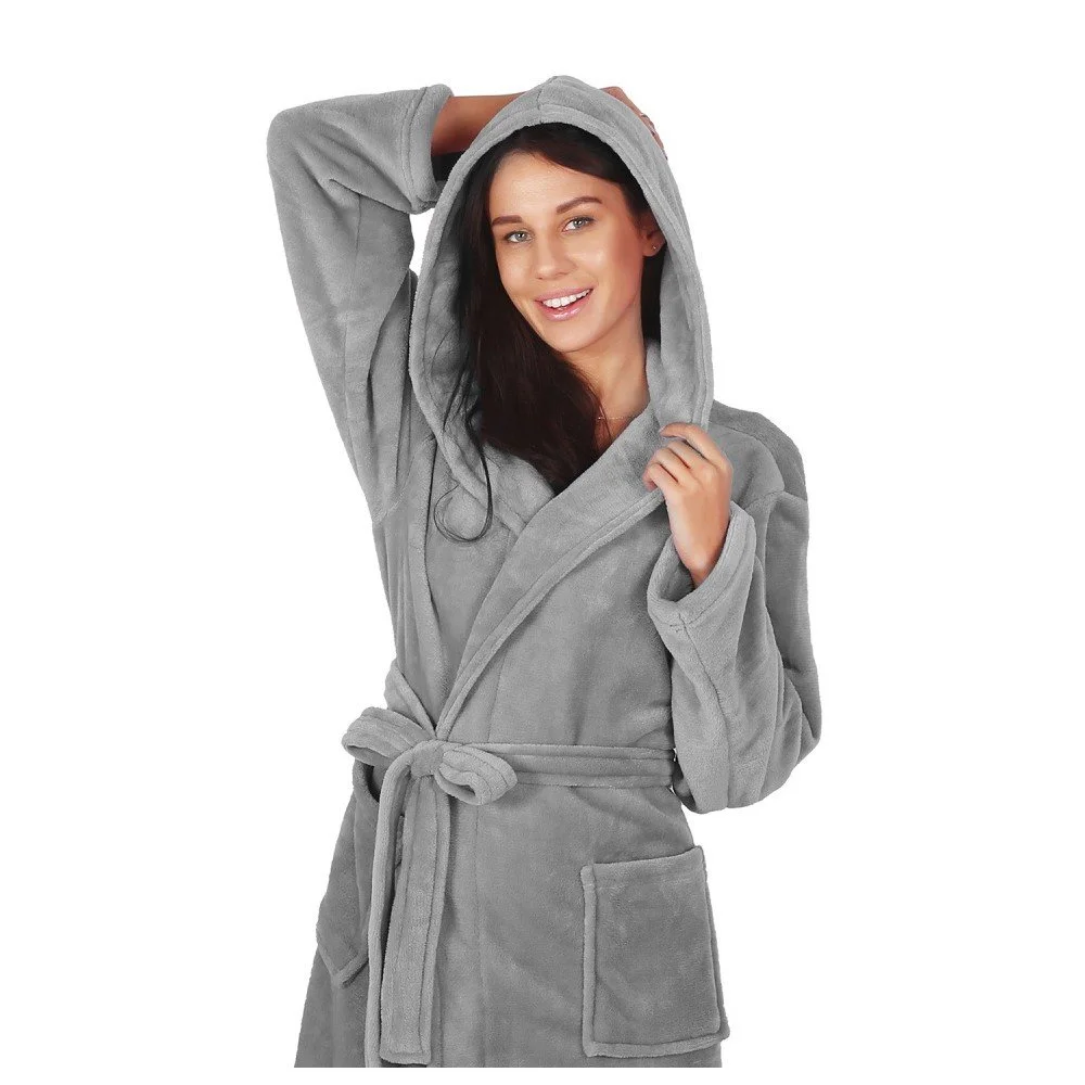 Šedý unisex župan z mikrovlákna DecoKing Robby, velikost S v:1077184