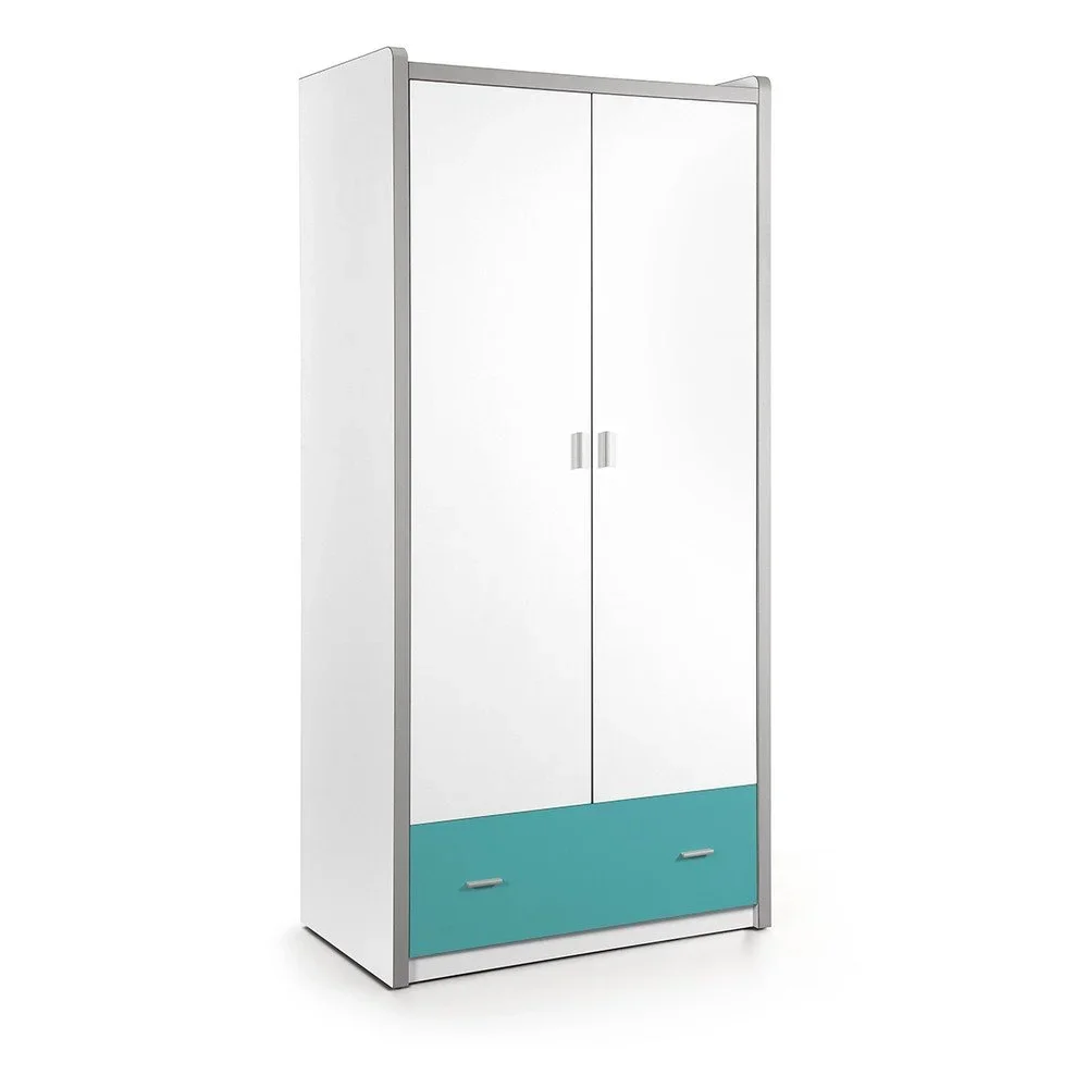 Bílo-tyrkysová šatní skříň Vipack Bonny, 202 x 96,5 cm v:1129686