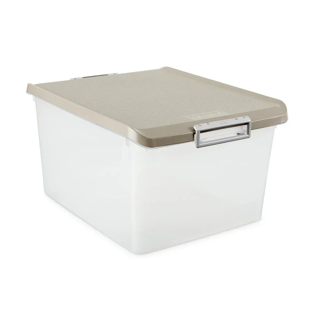 Průhledný úložný box s béžovým víkem Ta-Tay Storage Box, 35 l v:1123138