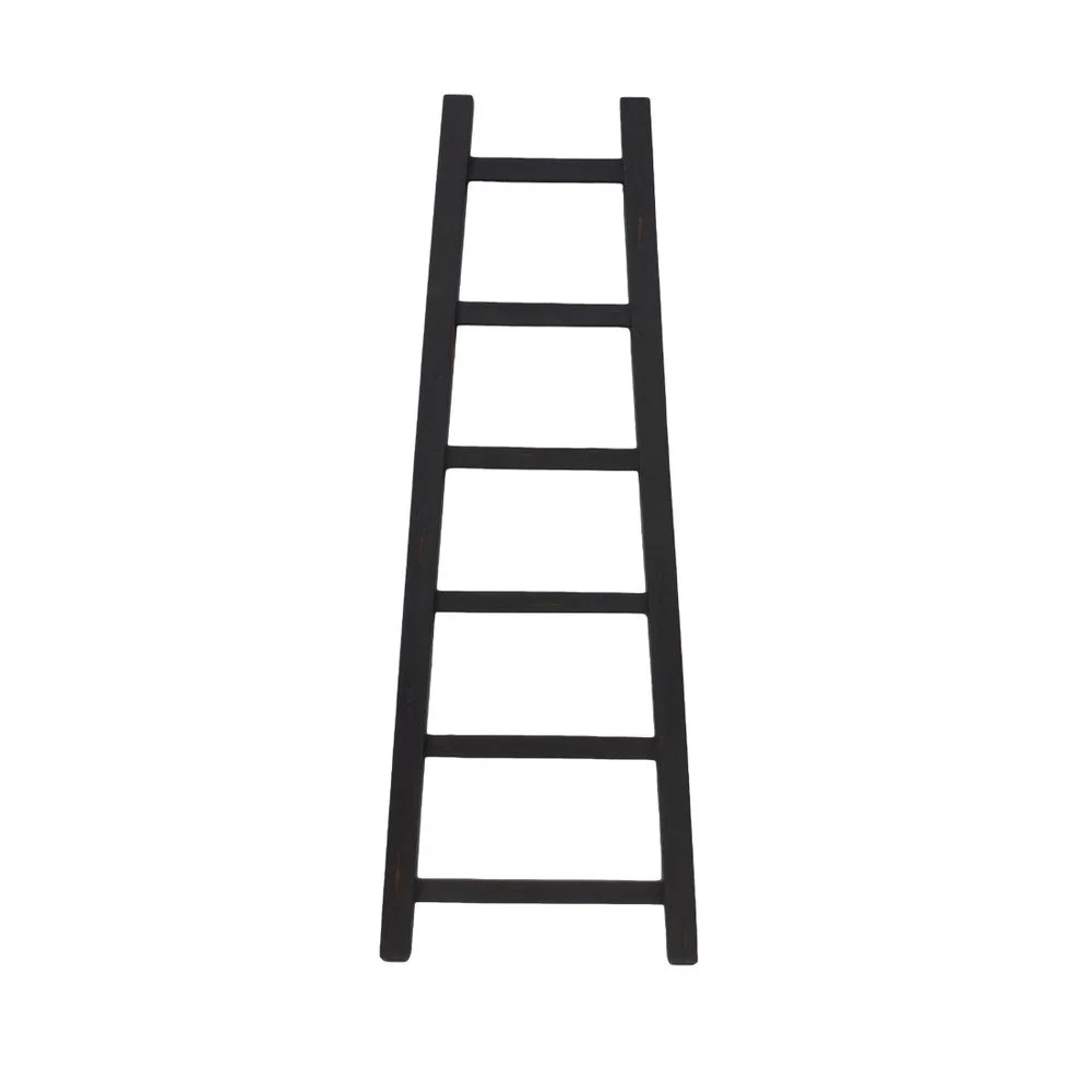 Černý dekorativní žebřík z teakového dřeva, výška 150 cm v:952904