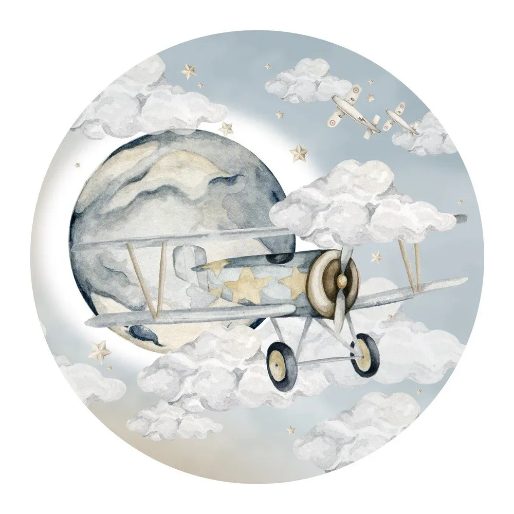 Nástěnná dětská samolepka Dekornik Plane in a Circle, ø 200 cm v:1397267