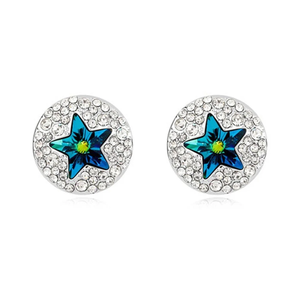 Náušnice s tyrkysovými krystaly Swarovski Elements Crystals a bílým zlatem Astra v:1169622