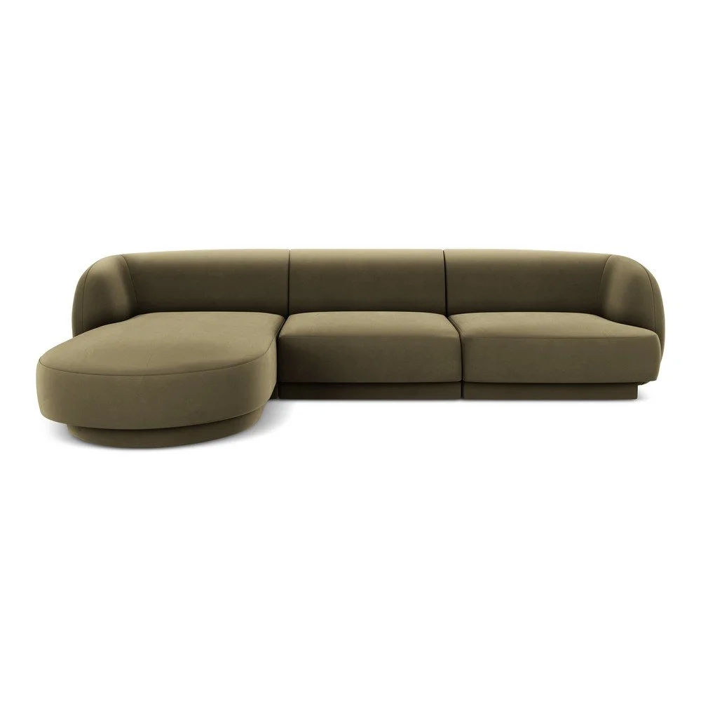 Zelená sametová rohová pohovka Miley – Micadoni Home v:1586360
