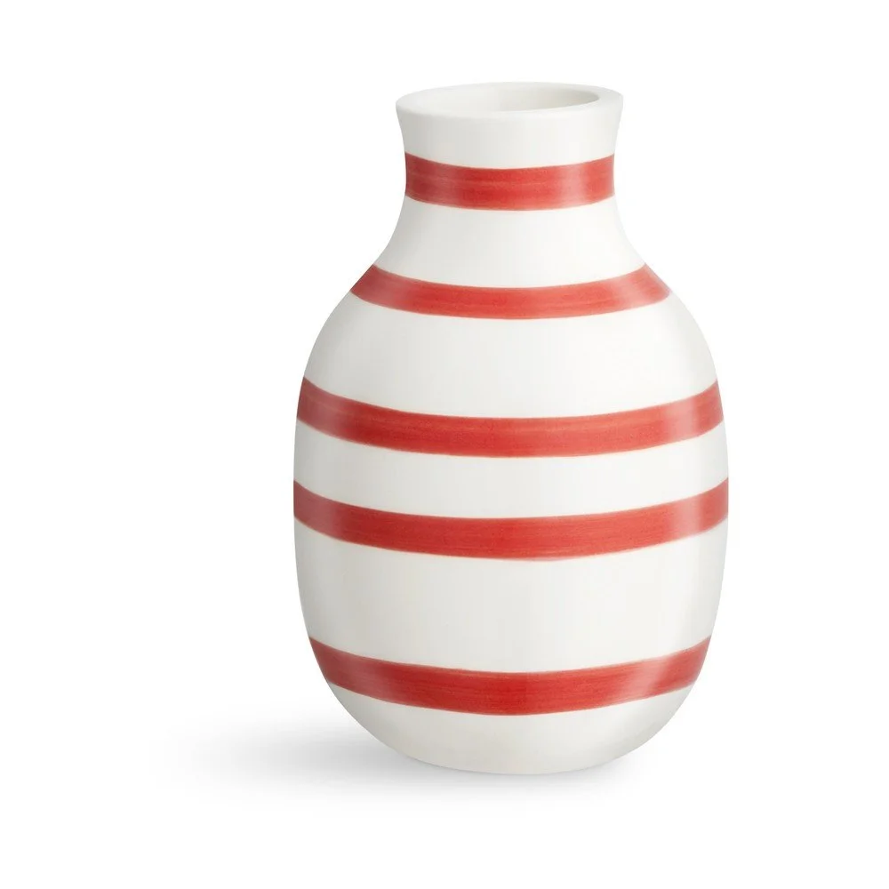 Bílo-červená pruhovaná keramická váza Kähler Design Omaggio, výška 12,5 cm v:1334354